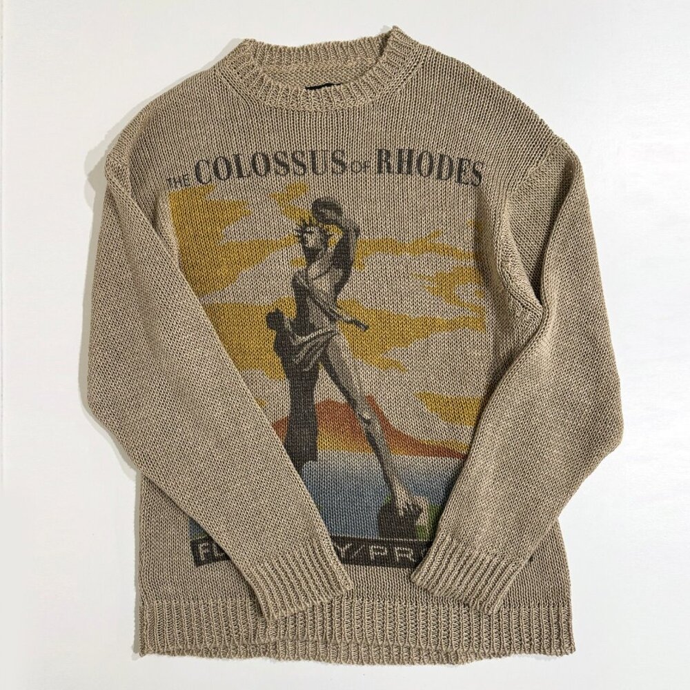 Y/PROJECT Oversized Colossus Of Rhodes Postcard Linen Knit Pullover Sweater S